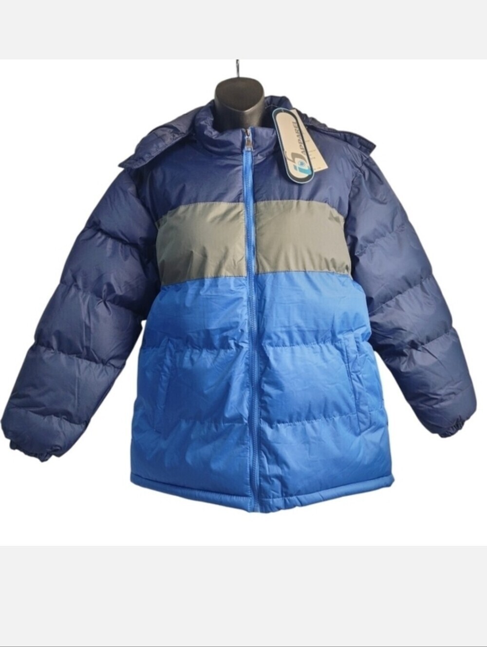 i5 Apparel Boy's Puffer Jacket Outdoor Snow Coat Removable Hood Size Large NWT
